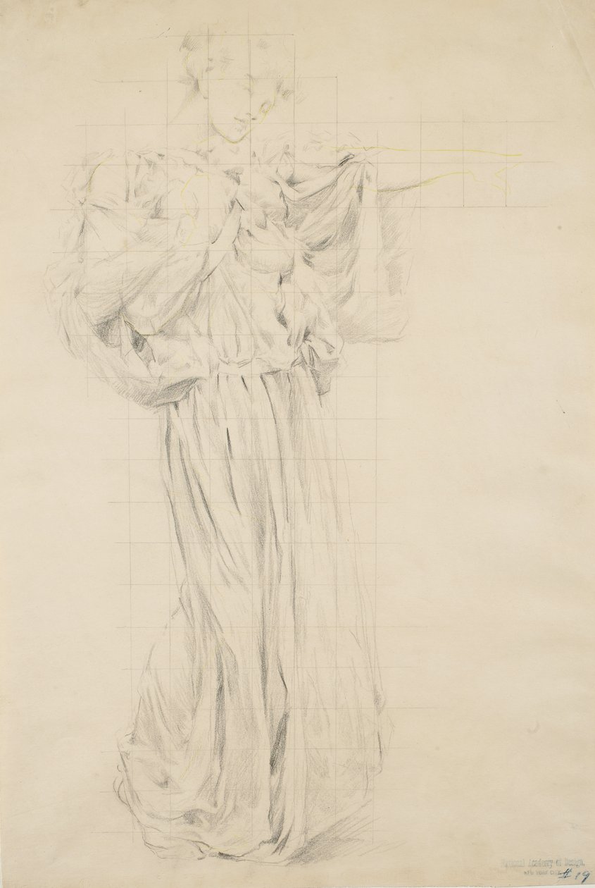 Estudo para Moods to Music, 1893-95 (grafite com lápis amarelo em papel de capa de chuva) de Robert Frederick Blum