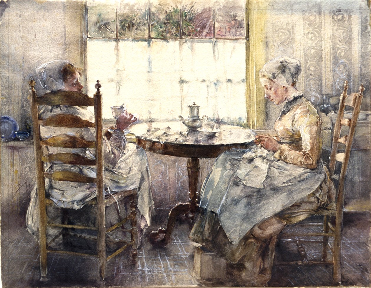 Duas raparigas holandesas a tomar café de Robert Frederick Blum
