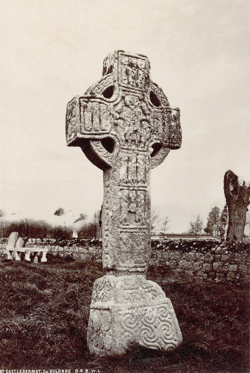 A Cruz Alta do Norte em Castledermot, Co. Kildare, Irlanda (foto em sépia) de Robert French