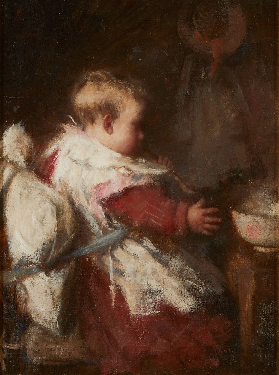 Café da manhã do bebê (óleo sobre tela) de Robert Gemmell Hutchison