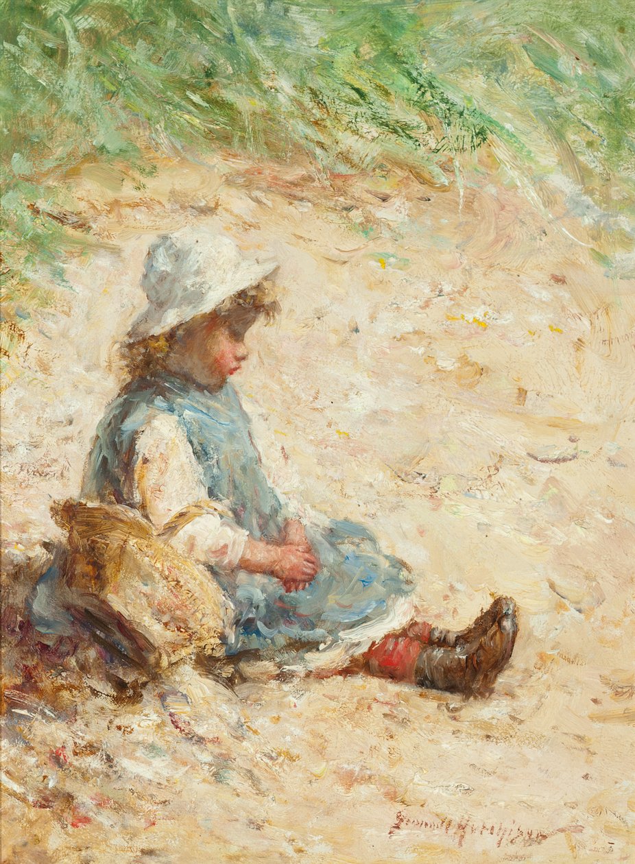 Na praia (óleo no painel) de Robert Gemmell Hutchison