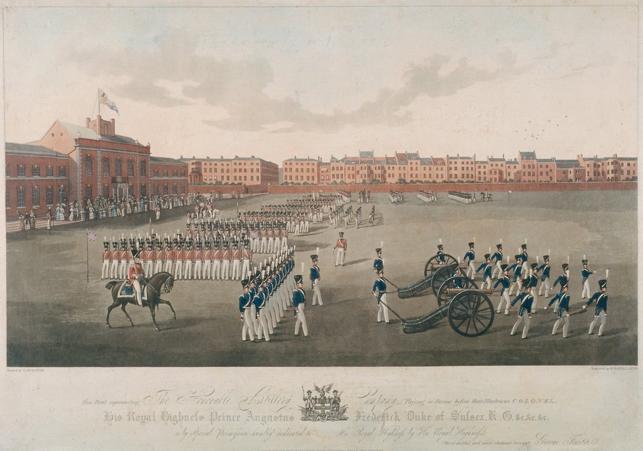 Cena da Honorable Artillery Company, City Road, Finsbury, Islington, Londres, 1829 de Robert Havell