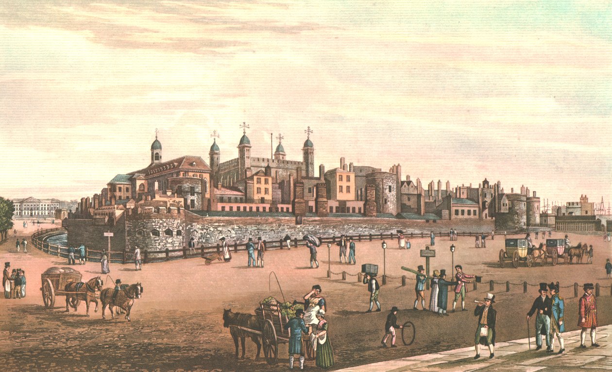 A torre de Londres, c1821. de Robert Havell