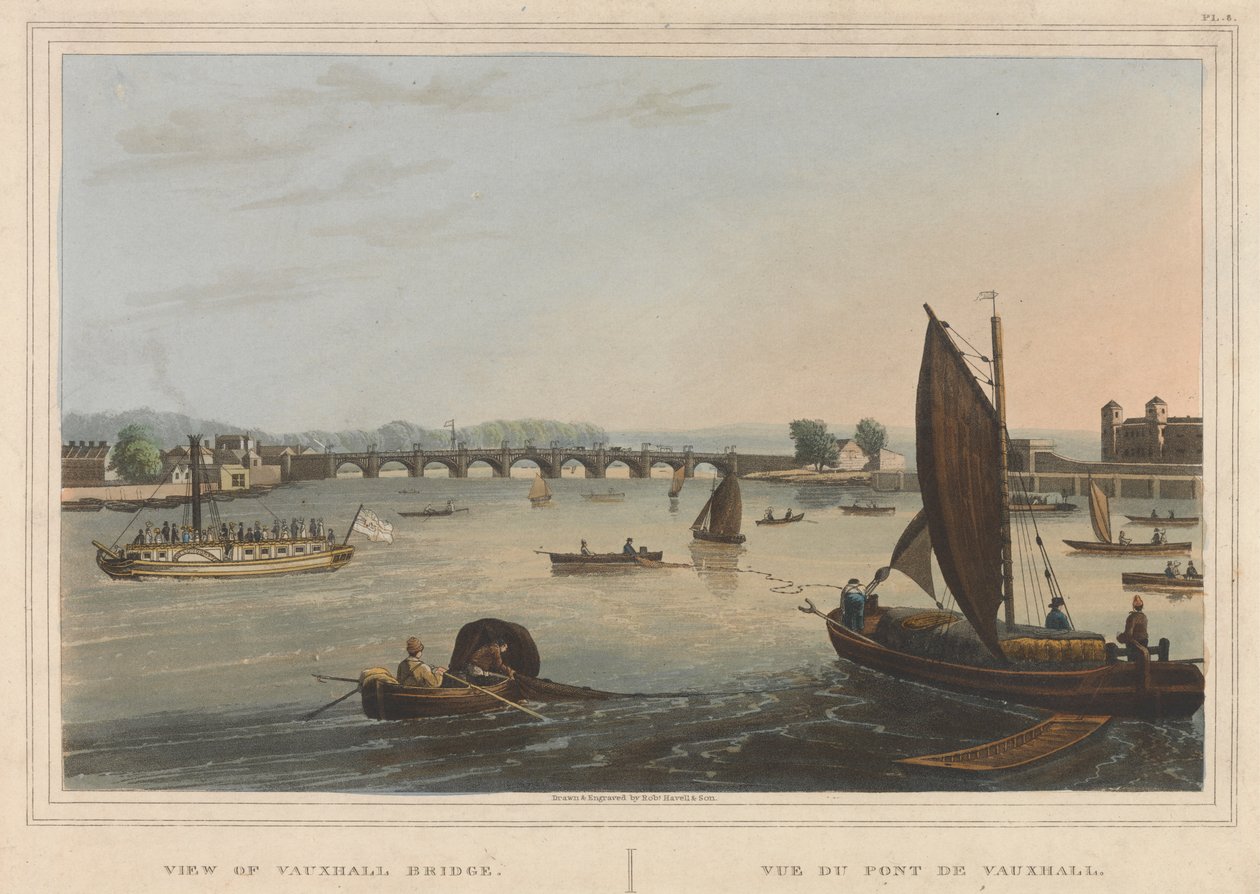 Vista da Ponte Vauxhall de Robert Havell