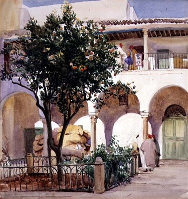 Pátio em Marrocos (aguarela sobre papel) de Robert Hawthorn Kitson