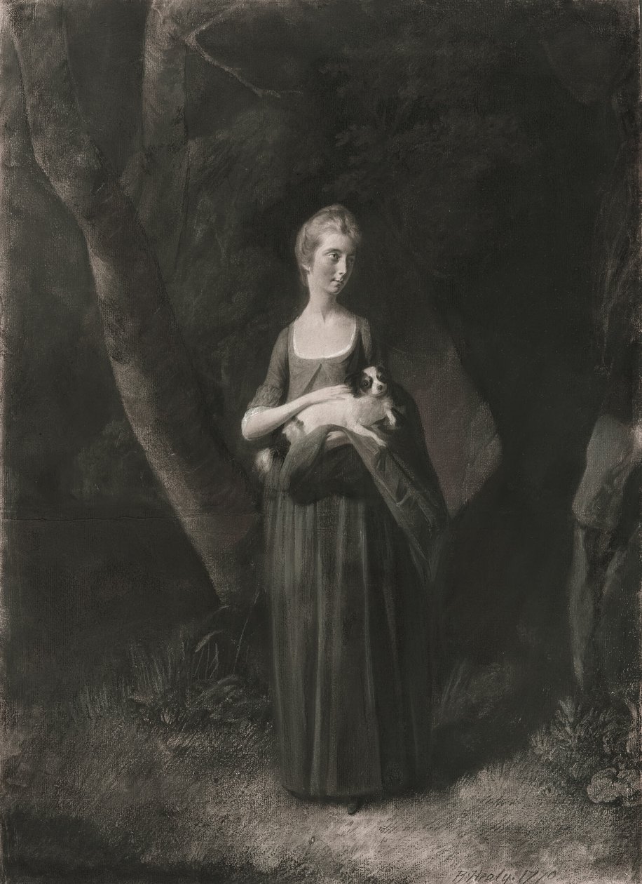 Miss Cunningham segurando o seu King Charles Spaniel de Robert Healy