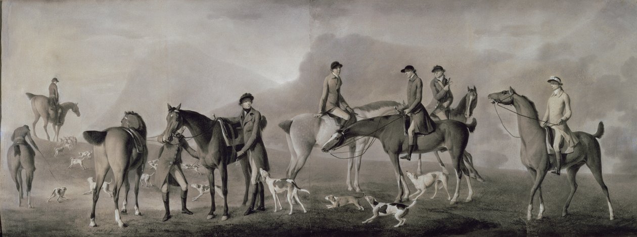 Tom Conolly de Castletown Hunting with his Friends, 1769 (pastel, giz e guache sobre papel) de Robert Healy