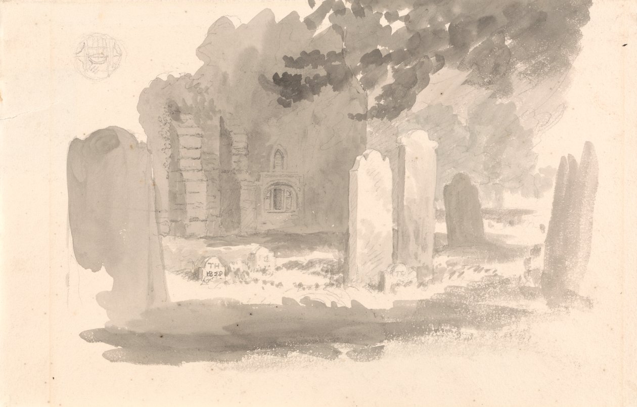 O cemitério de St. Stephen, Jersey, com a Tumba do Irmão do Artista de Robert Hills