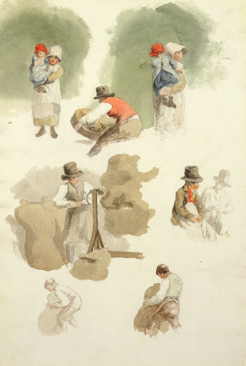 The Farmer&39;s Children (lápis e wc no papel) de Robert Hills