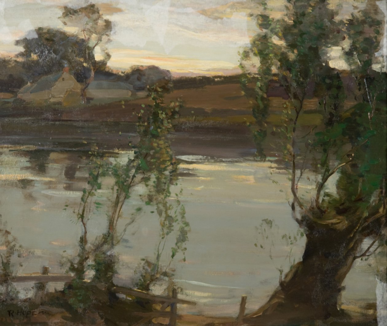 Uma piscina tranquila, noite (óleo sobre tela) de Robert Hope