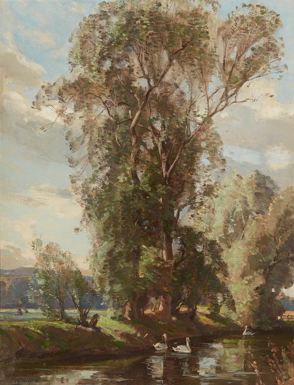 On the Knows Mill Lade, Prestonkirk (óleo sobre tela) de Robert Hope