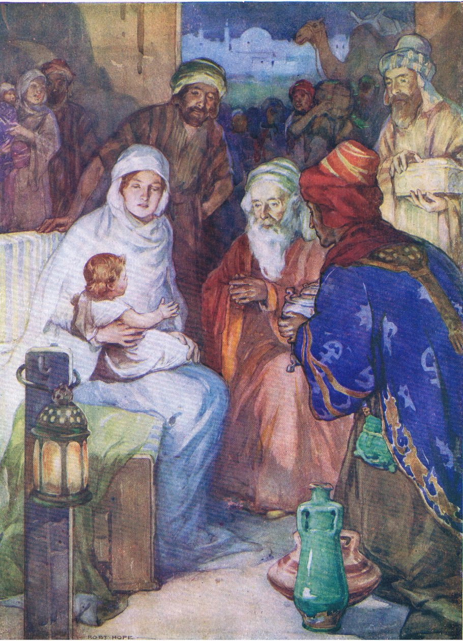 Os sábios do Oriente, de The Bible Picture Book, publicado por Thomas Nelson, c.1950 de Robert Hope