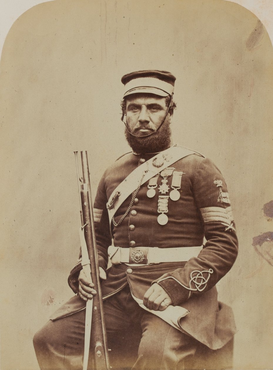 Cor-Sargento J. Stanton, Sapadores Reais e Mineiros, 1856 (foto sépia) de Robert Howlett