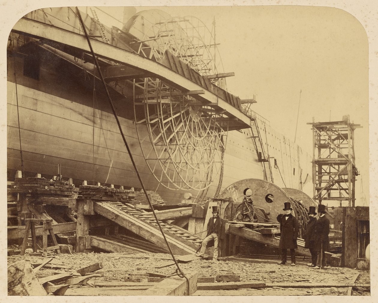 O navio a vapor "The Great Eastern" em construção nas docas de Millwall de Robert Howlett