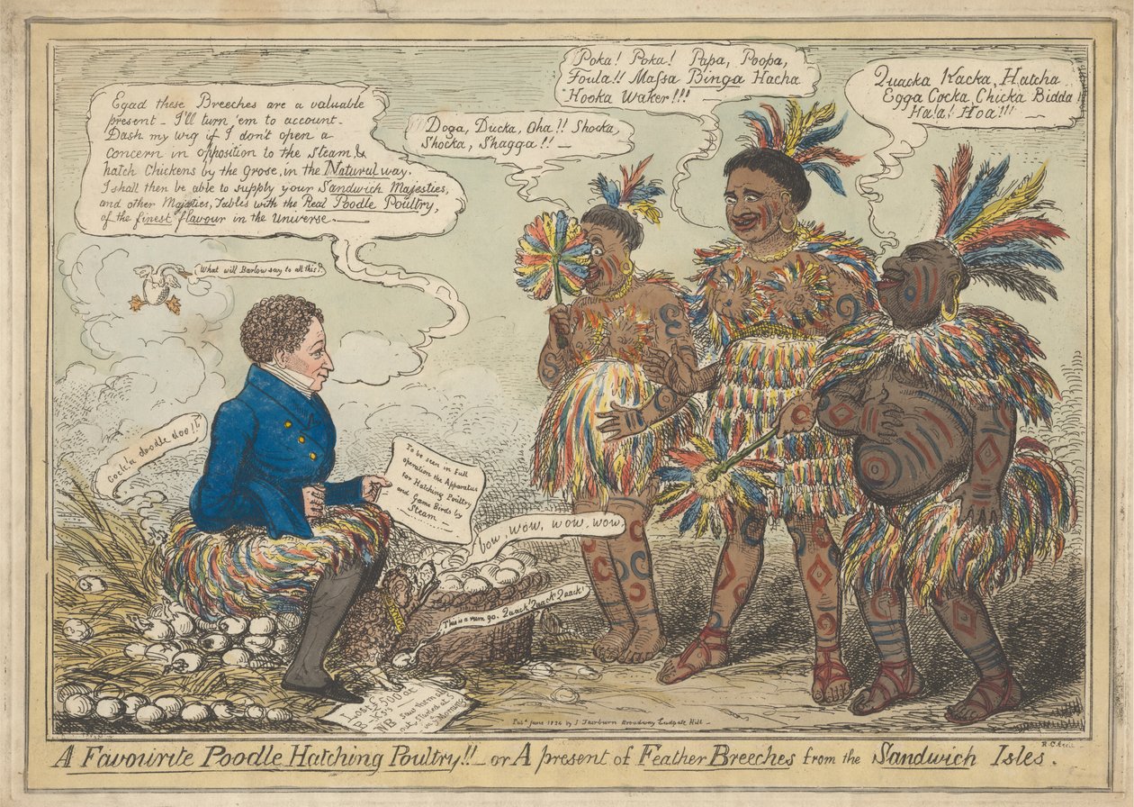 Um Caniche Favorito para Aves de Capoeira!! - ou Um Presente de Bermudas de Penas das Ilhas Sandwich de Robert Isaac Cruikshank