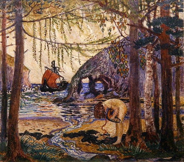 Dream Boat, c.1915 (óleo & tempera sobre papel) de Robert James Enraght Moony