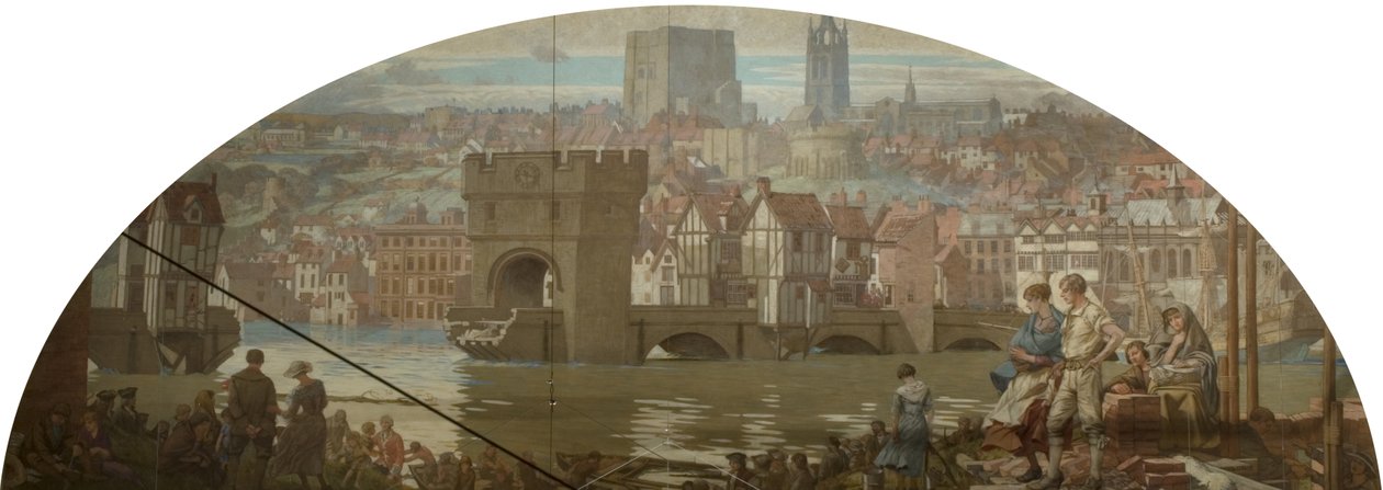 Newcastle upon Tyne from Gateshead - A Grande Inundação, 1771 d.C. (óleo sobre tela) de Robert John Scott Bertram