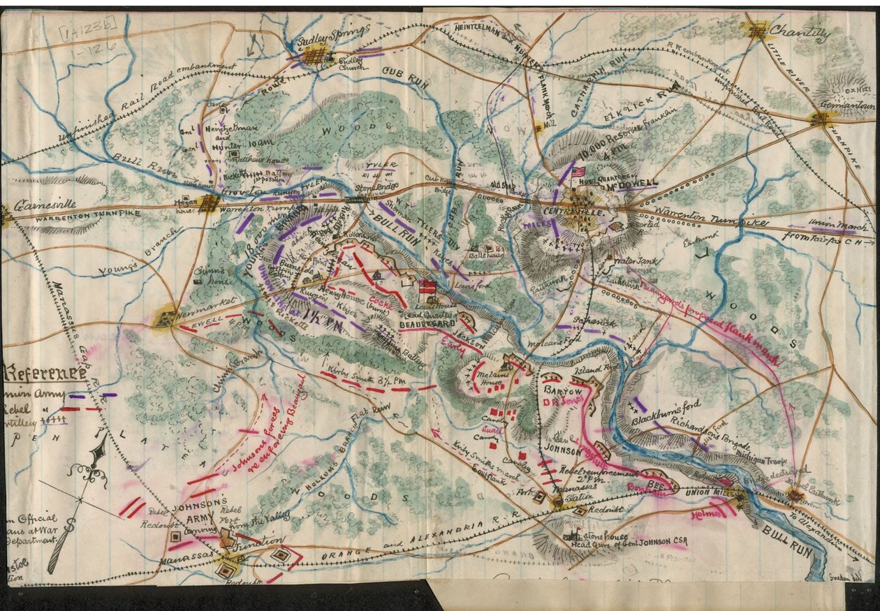 (Mapa da Primeira Batalha de Bull Run) LOC gvhs01.vhs00060 de Robert Knox Sneden