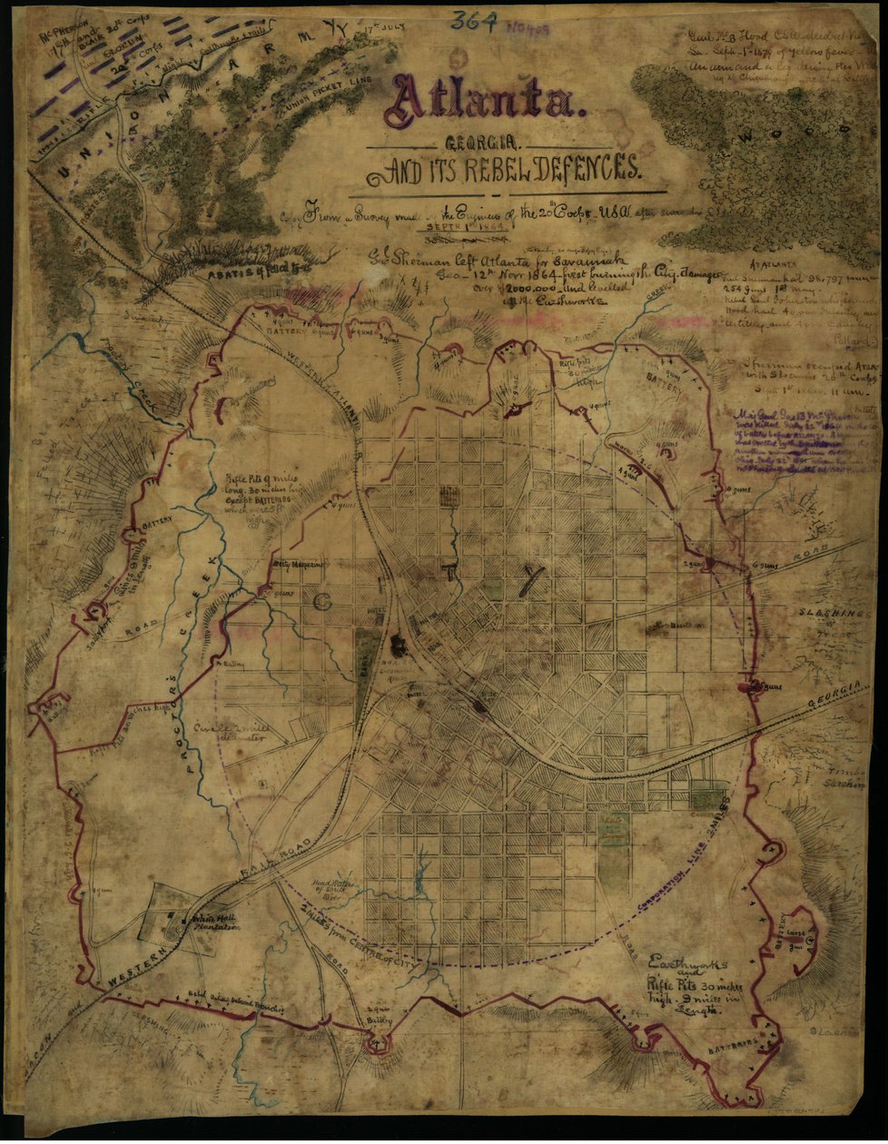 Atlanta, Geórgia e as suas defesas rebeldes (sic) LOC gvhs01.vhs00311 de Robert Knox Sneden