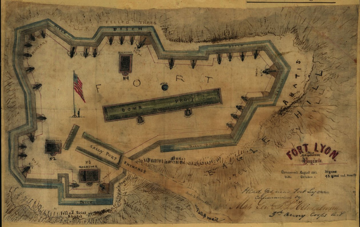 Forte Lyon, perto de Alexandria, Virgínia LOC gvhs01.vhs00285 de Robert Knox Sneden