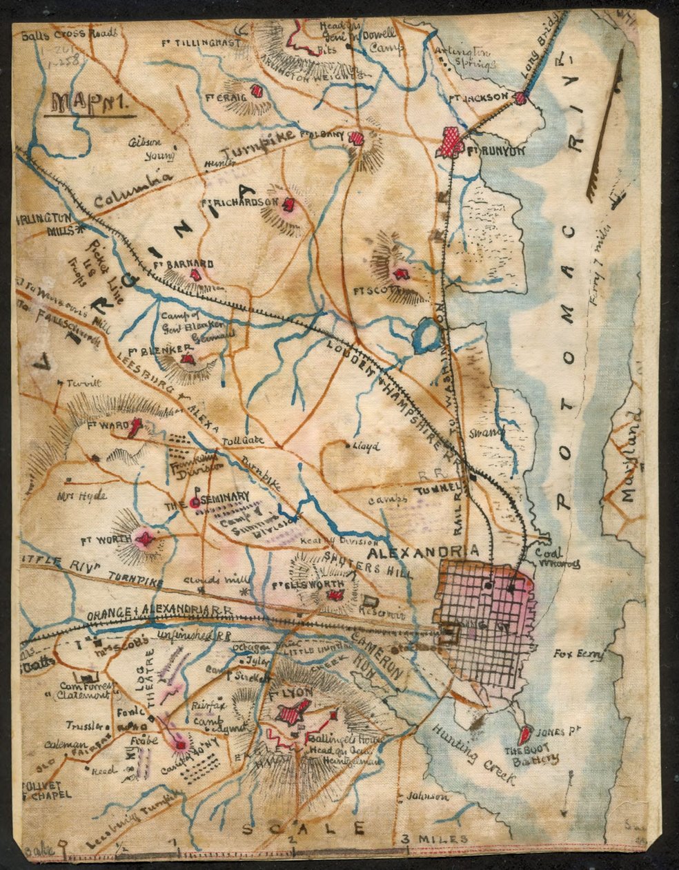 Mapa de Alexandria, Virgínia LOC gvhs01.vhs00032 de Robert Knox Sneden