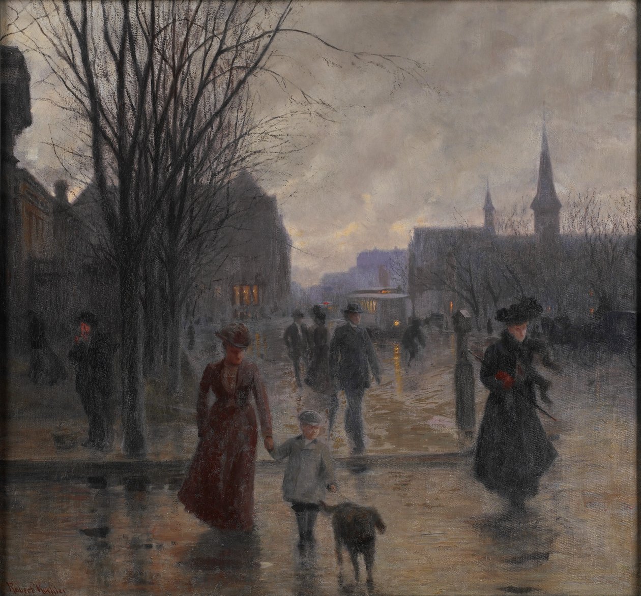 Noite chuvosa na Avenida Hennepin, c.1902 de Robert Koehler