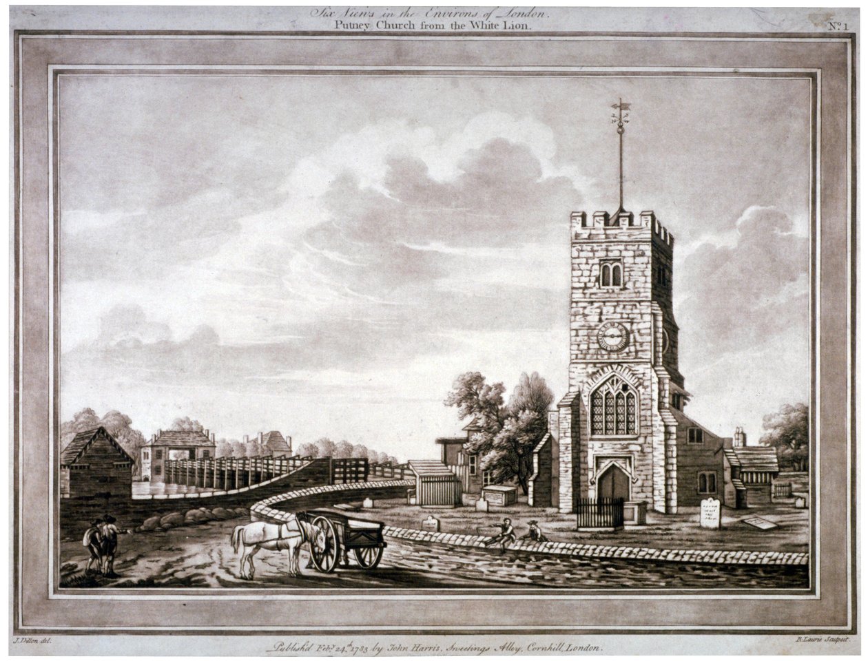 Igreja de Santa Maria, Putney, Wandsworth, Londres, 1783. de Robert Laurie