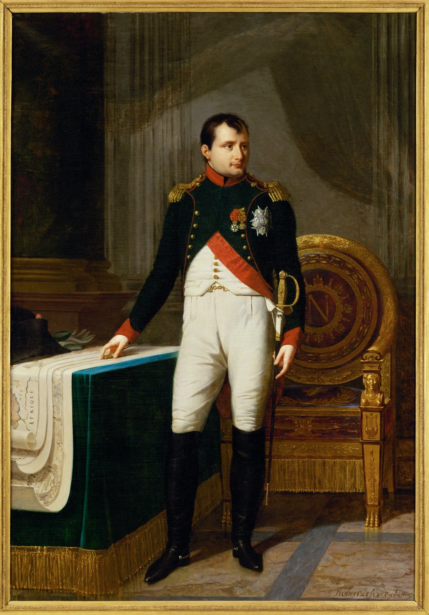 O Imperador Napoleão I como Coronel dos Chasseurs a cheval de la garde ... (pintura sobre tela) de Robert Lefevre