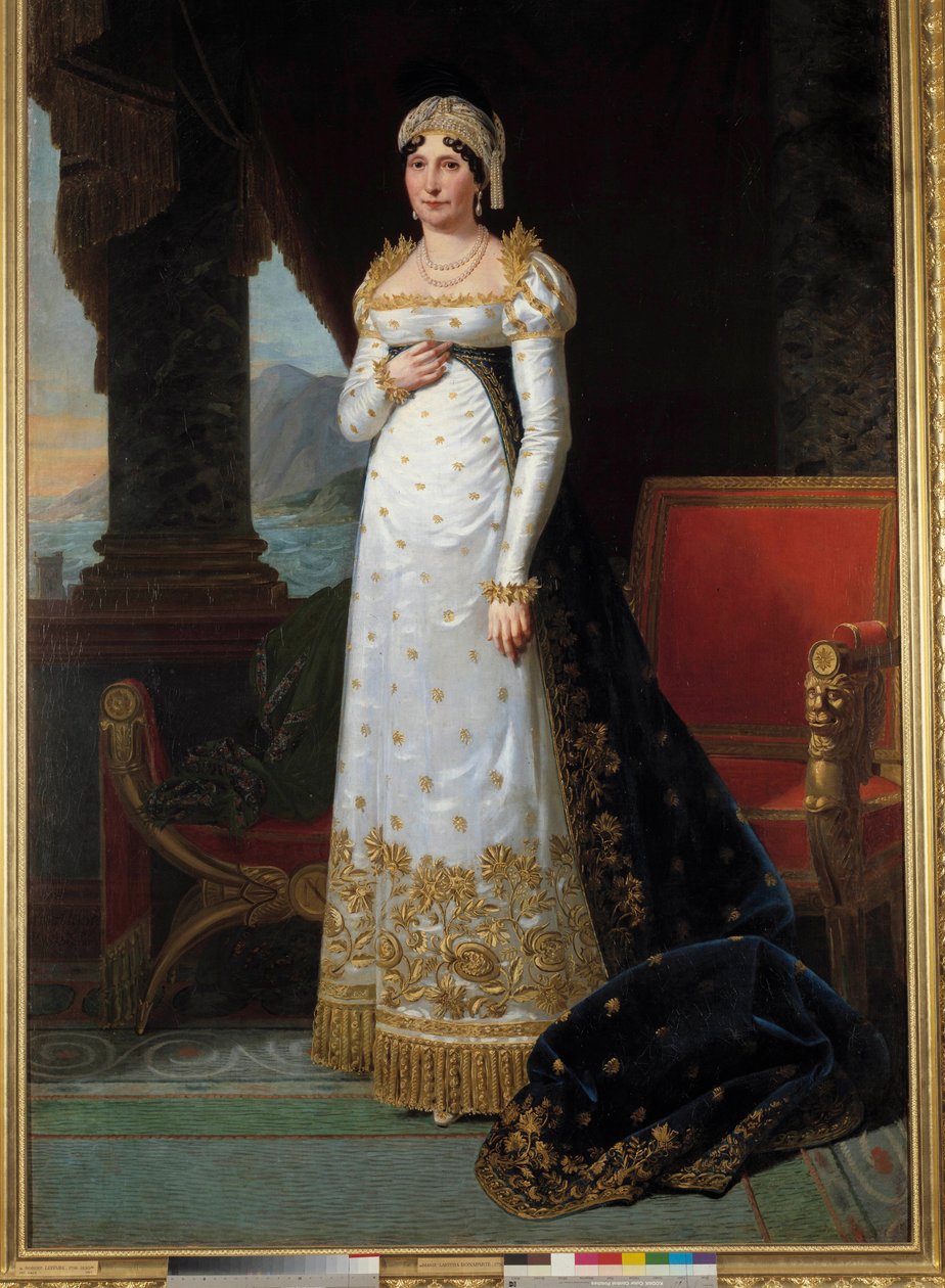 Portrait en pied de Laetitia Bonaparte (Letizia Maria Ramolino) (1750-1836), Madame Mere Painting de Robert Lefevre (1755-1830) 1813. Dim. 2,35 x 1,50 m. Versalhes, Musee du Chateau - Retrato completo de Marie Laetitia Bonaparte (1750-1836) nascida Ramol de Robert Lefevre