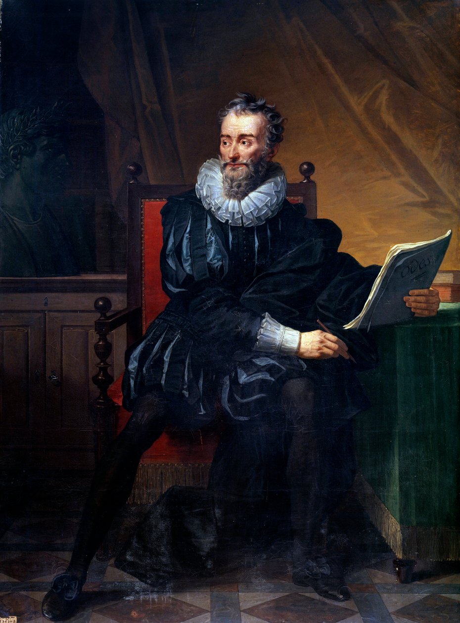 Retrato no pé do poeta francês François de Malherbe (1555-1628) Pintura de Robert Lefevre (1755-1830) Sol do século XIX. 1,5x2,09 m Paris, bibliotheque sainte Genevieve de Robert Lefevre