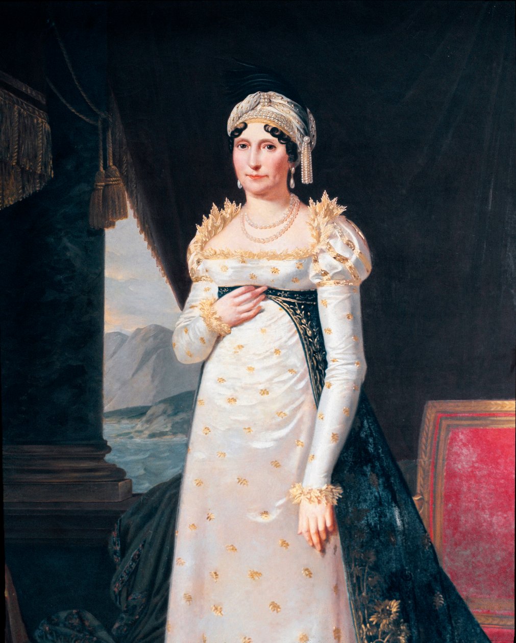 Retrato de Laetitia Bonaparte (Letizia Maria Ramolino) (1750-1836), mãe de Napoleão Bonaparte Detalhe. Pintura de Robert Lefevre (1755-1830) Museo Napoleonico, Roma de Robert Lefevre
