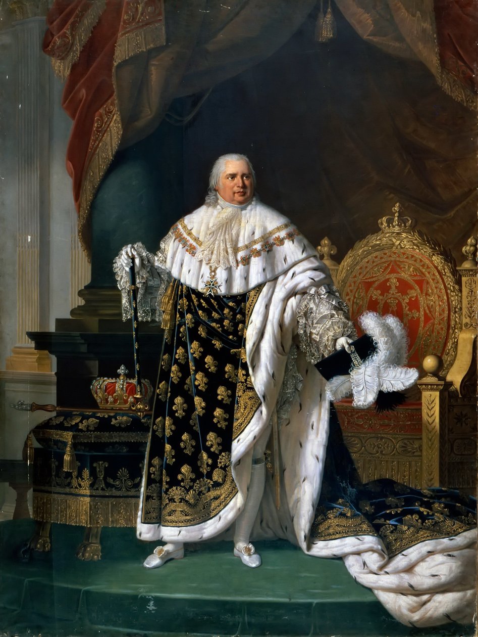 Retrato de Luís XVIII 1755-1824 em roupas de coroação de Robert Lefevre