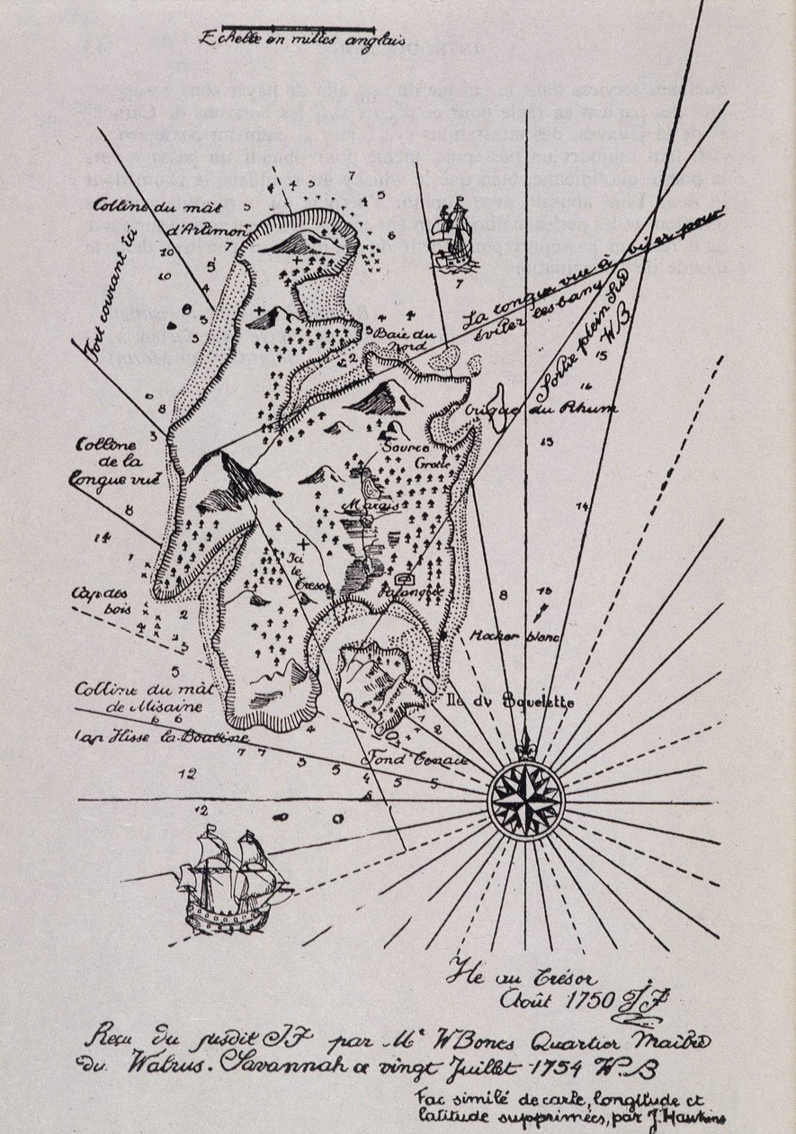 Mapa de uma ilha no Tresor (Piratas?) de Robert Louis Stevenson