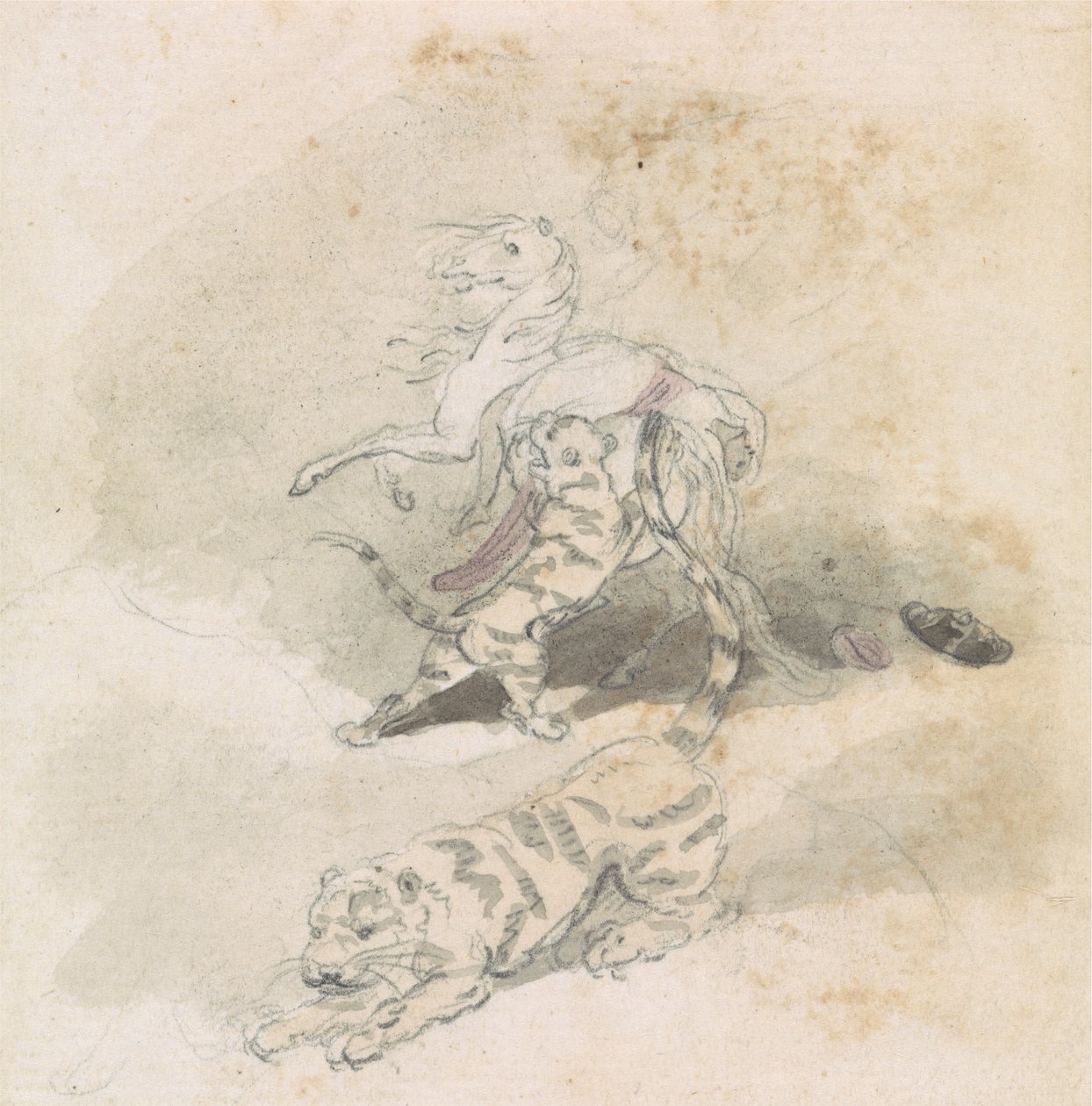 Um Tigre a atacar um cavalo de Robert Mabon