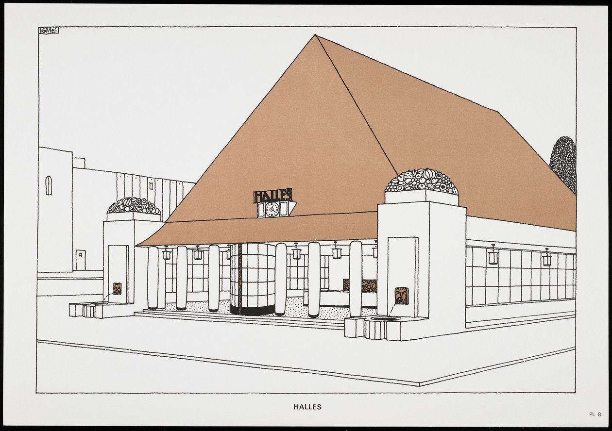 Halles, de A Modern Cite, Desenhos de Rob Mallet-Stevens Architect, 1987 (publicado) de Robert Mallet Stevens