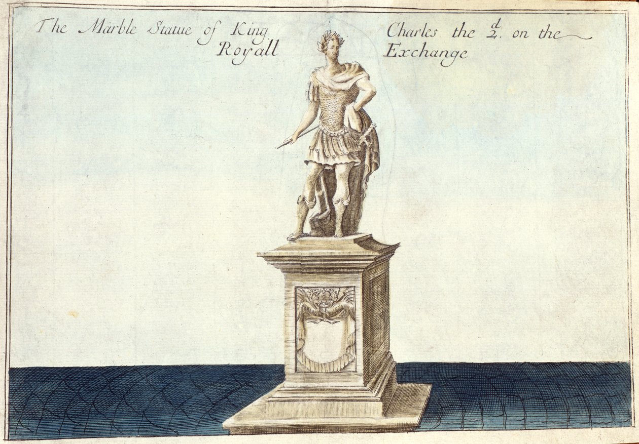 Estátua em mármore do Rei Carlos II (1630-85) no Royal Exchange, de 