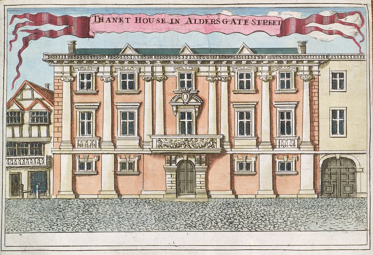 Thanet House na Aldersgate Street, de "Um livro sobre as perspectivas dos lugares notáveis da cidade de Londres", c.1700 de Robert Morden