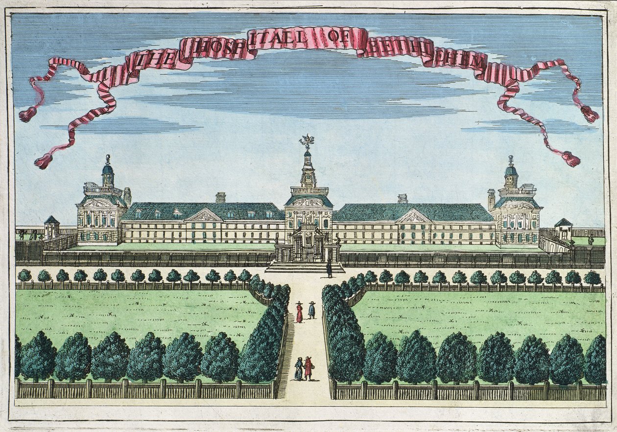 O Hospital de Belém, de &39;Um livro das perspectivas dos lugares notáveis em e sobre a cidade de Londres&39;, c.1700 de Robert Morden