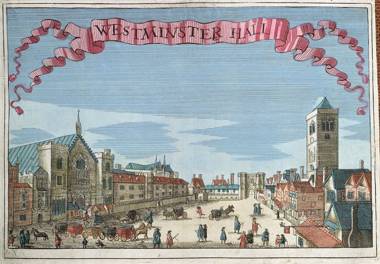 Westminster Hall, de "Um livro das perspectivas dos lugares notáveis em e sobre a cidade de Londres", c.1700 de Robert Morden