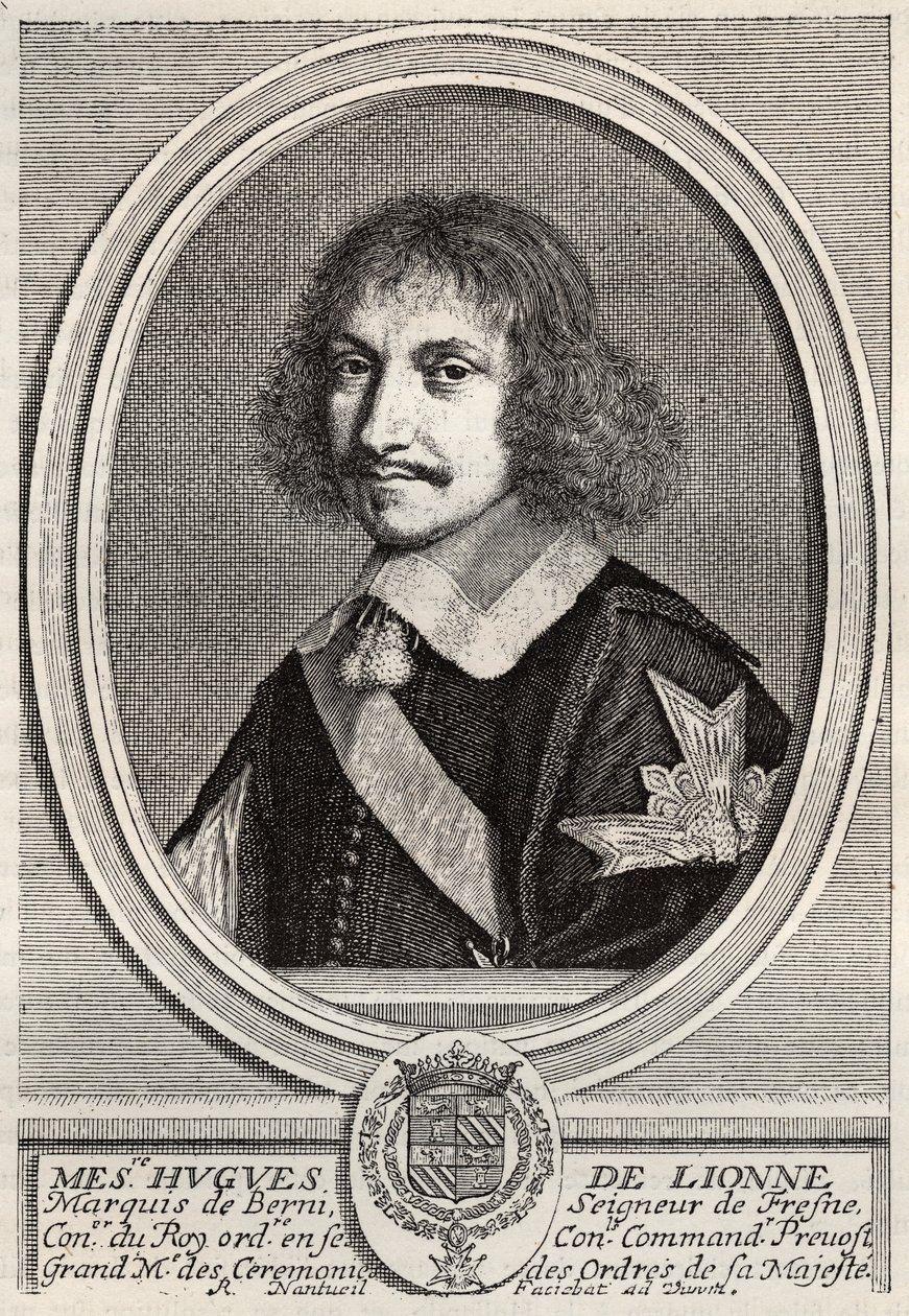 Hugues de Lionne (1611 - 1671), Marquês de Fresnes, Senhor de Berny, foi diplomata e ministro de estado sob o reinado de Luís XIV. Gravura de Robert Nanteuil. Coleção privada. de Robert Nanteuil