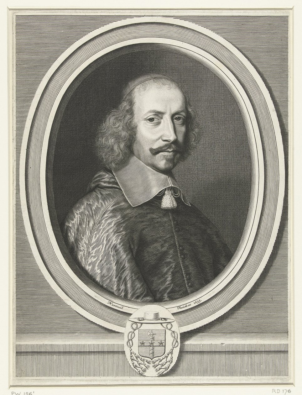 Retrato do cardeal Mazarin, 1655 de Robert Nanteuil