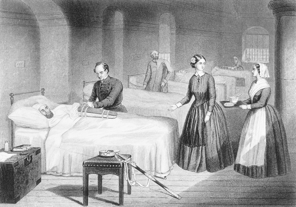 Miss Nightingale no Hospital em Scutari, gravada por George Greatbach de Robert Neal Hind