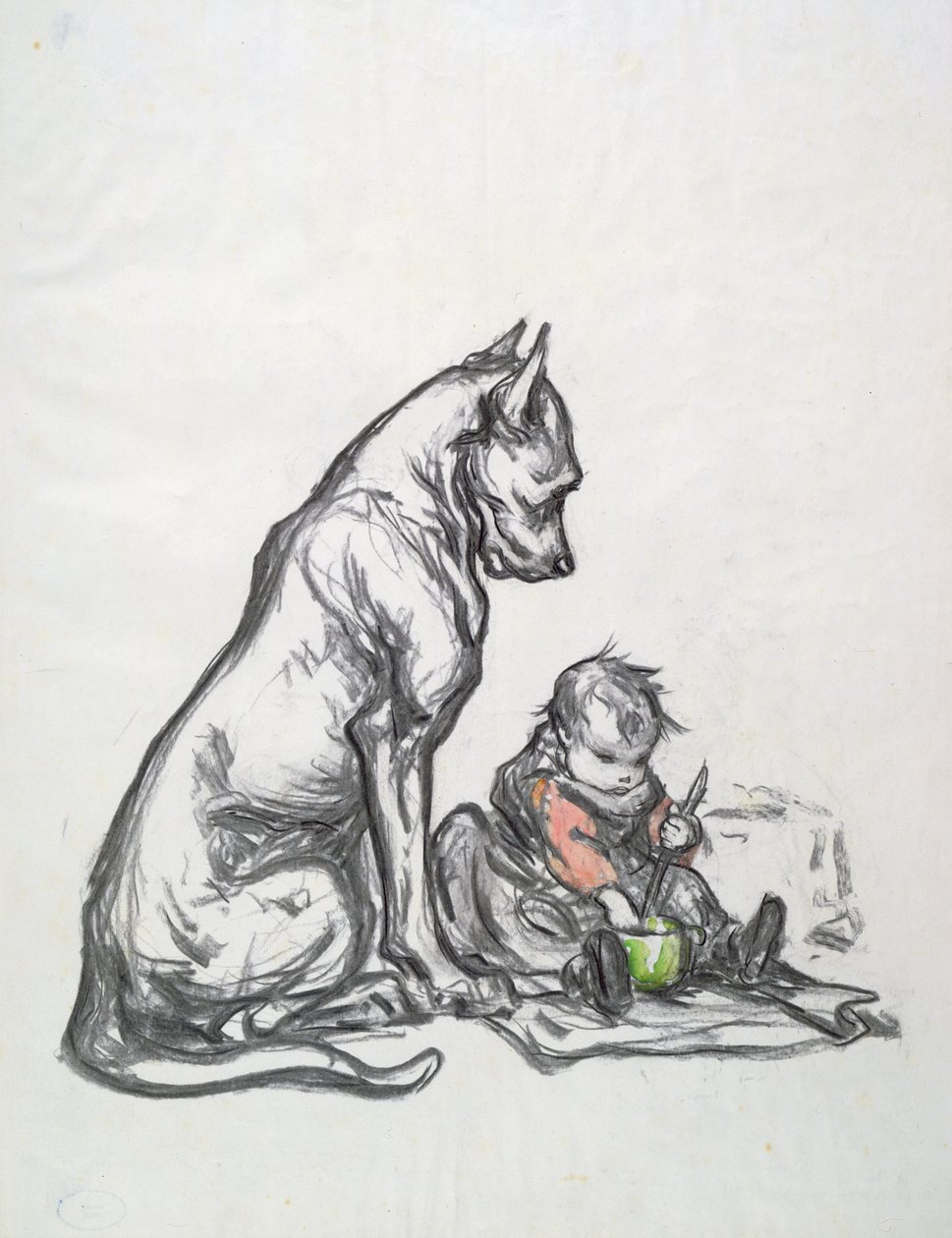 Cão e criança, início do século XX de Robert Noir