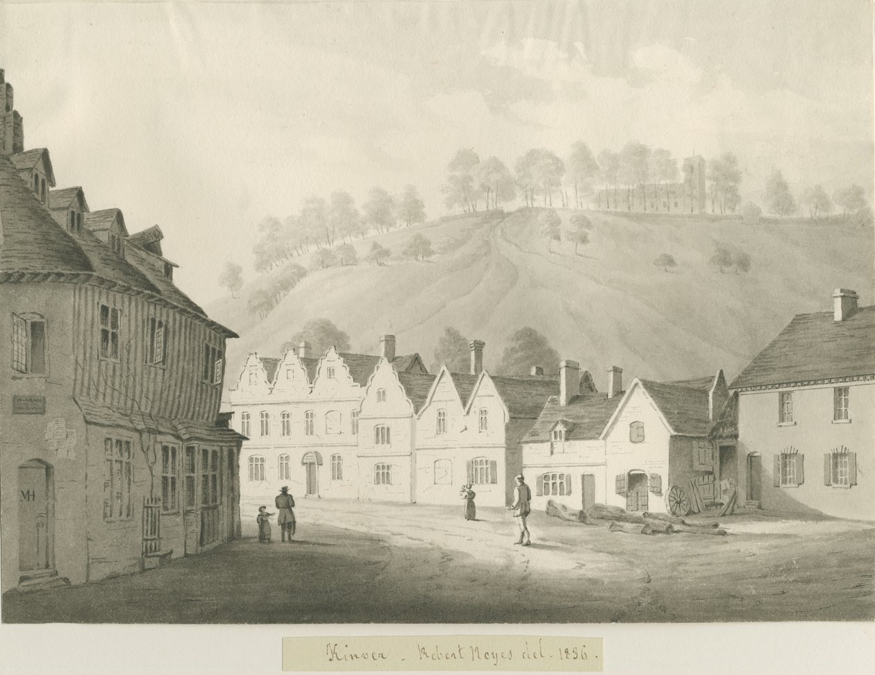 Kinver Town: desenho sépia, 1836 de Robert Noyes