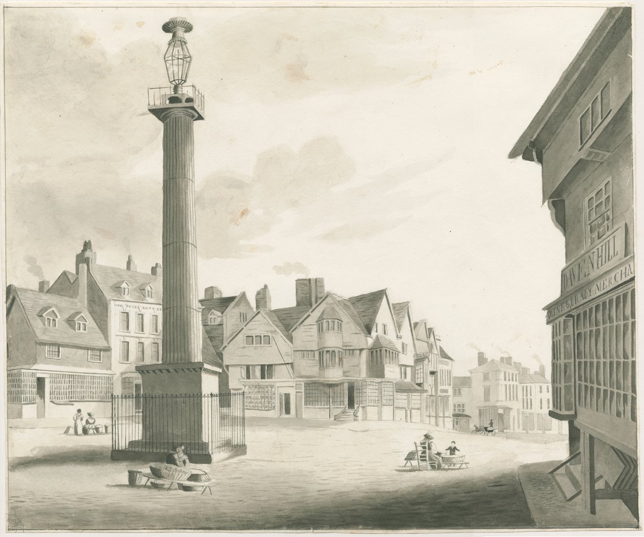 Wolverhampton - Market Place: desenho sépia, sd [meados do século 19] (desenho) de Robert Noyes
