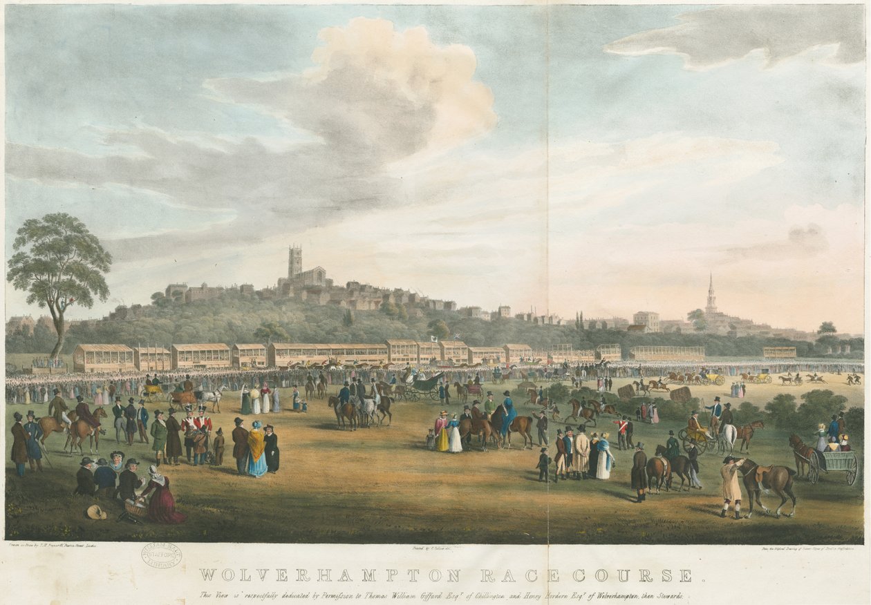 Wolverhampton - Race Course: litografia colorida, sd [c 1826] (impressão) de Robert Noyes