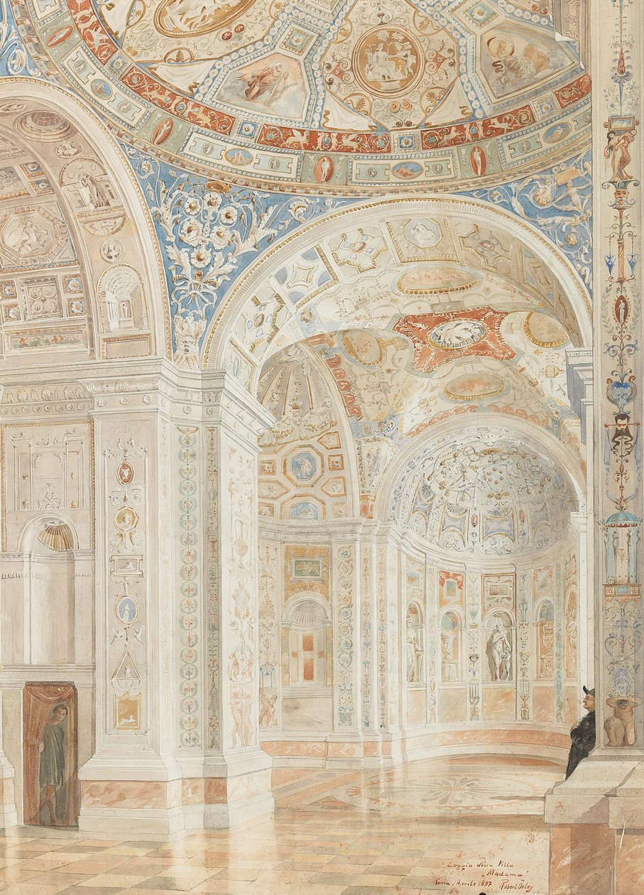 O interior da Villa Madama com decorações de Giulio Romano e Baldassare Peruzzi, de Robert Oerley