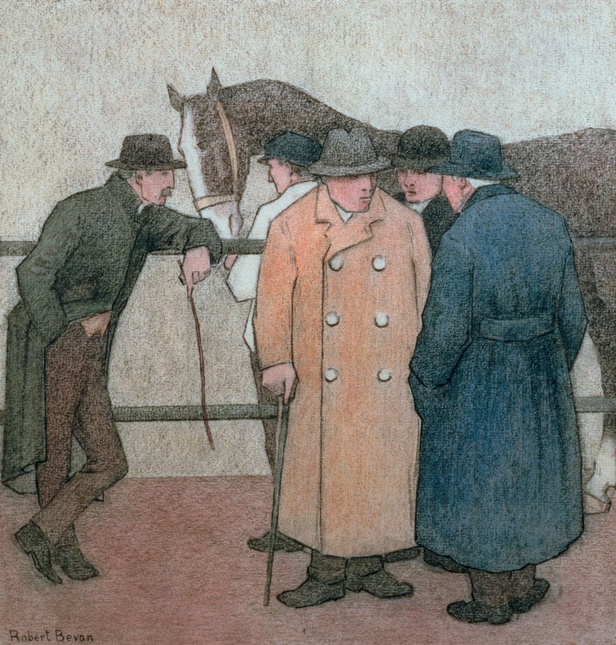 The Horse Dealers (giz no papel) de Robert Polhill Bevan