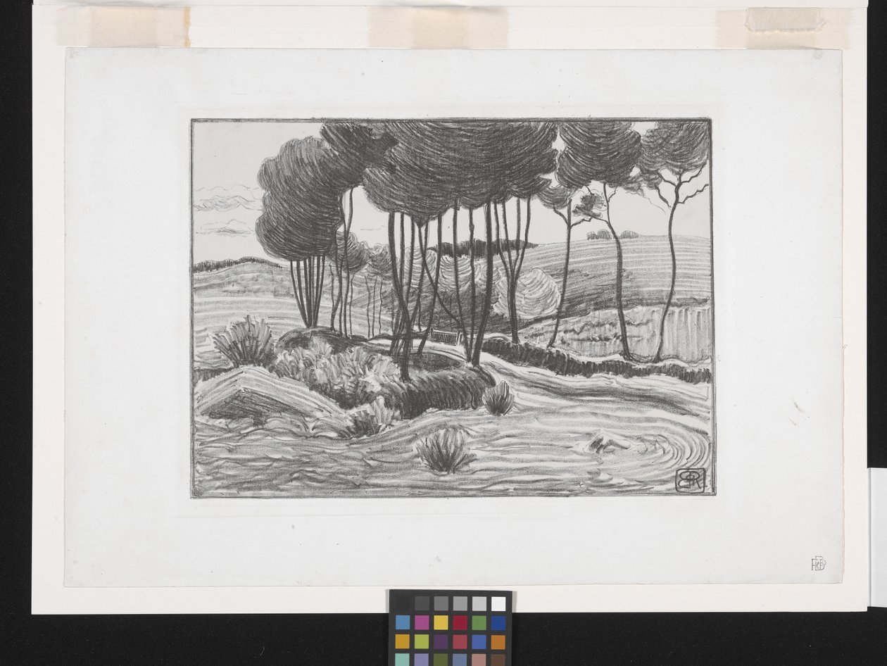 Os Choupos (litografia) de Robert Polhill Bevan