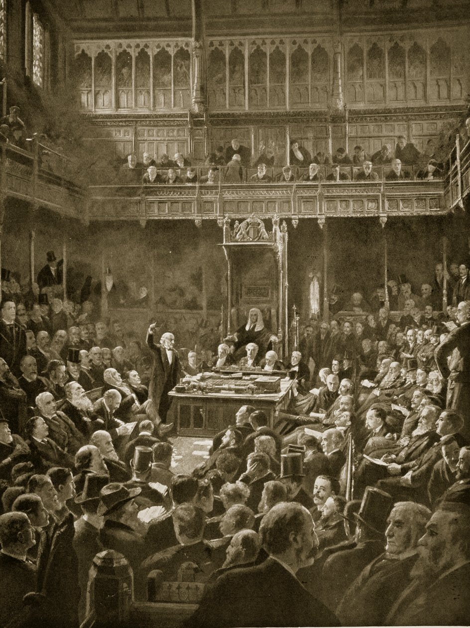 Gladstone apresentando o projeto Home Rule, fevereiro de 1893 de Robert Ponsonby Staples